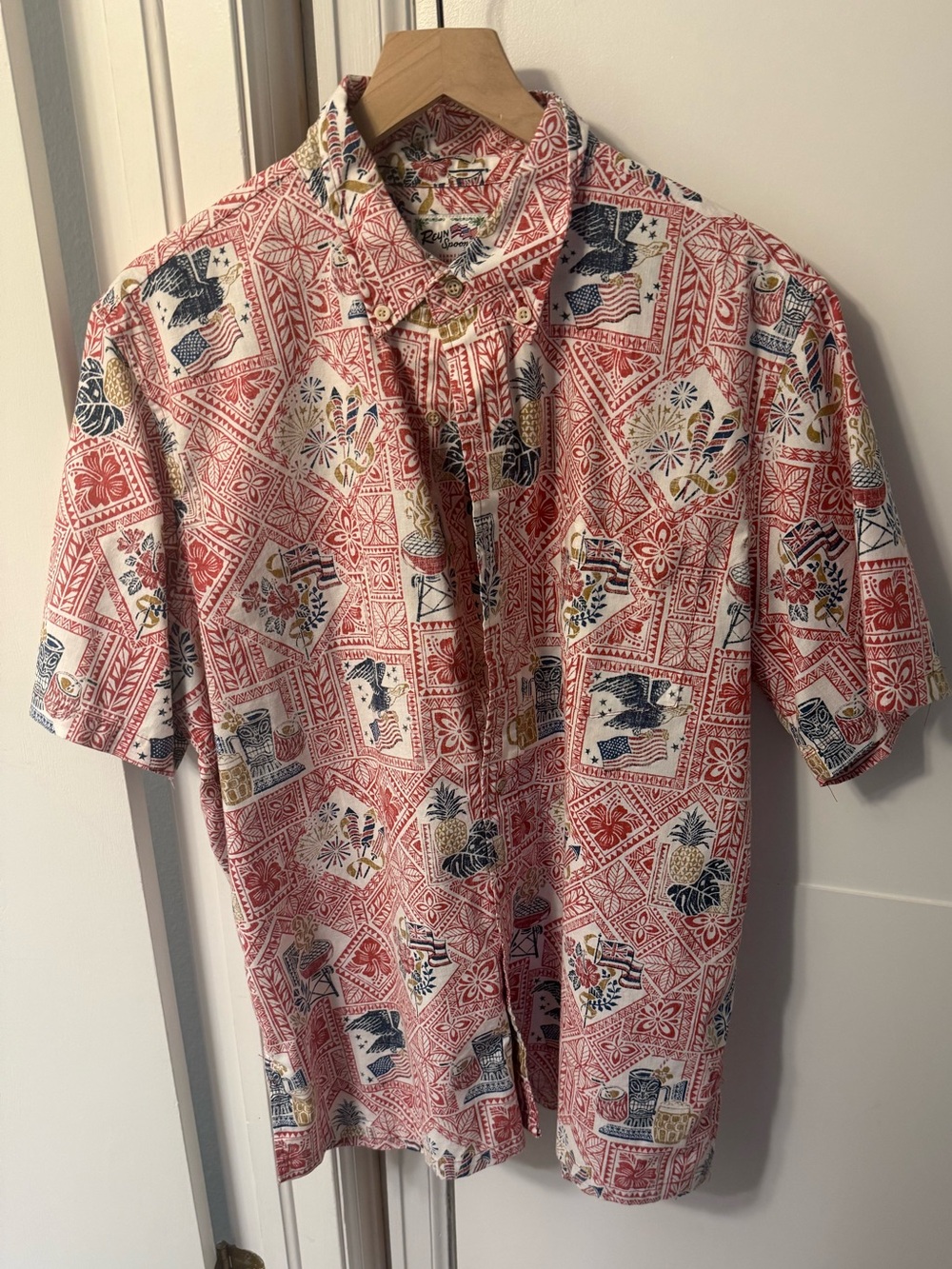 REYN SPOONER SUMMER COMMEMORATIVE 2025 PRINT SHIRT Patriotic USA America NWOT L